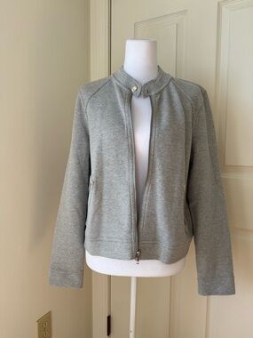 Banana Republic Gray Textured Zip Jacket Moto Style Medium NWT